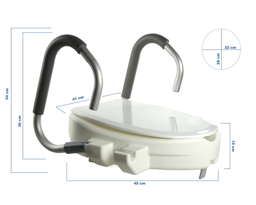 Rehausseur WC 12 cm avec Accoudoirs Rabattables