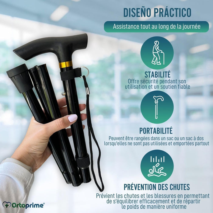 Bâton de Marche Extensible et Réglable en Hauteur | Noir