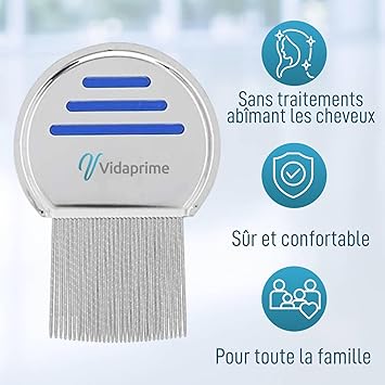 Peigne à Poux avec des Dents en Acier Inoxydable pour les Poux et les Lentes