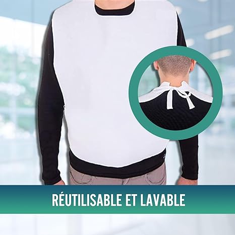 Pack 3 Bavoir Imperméable - Réutilisable pour les Personnes Âgées