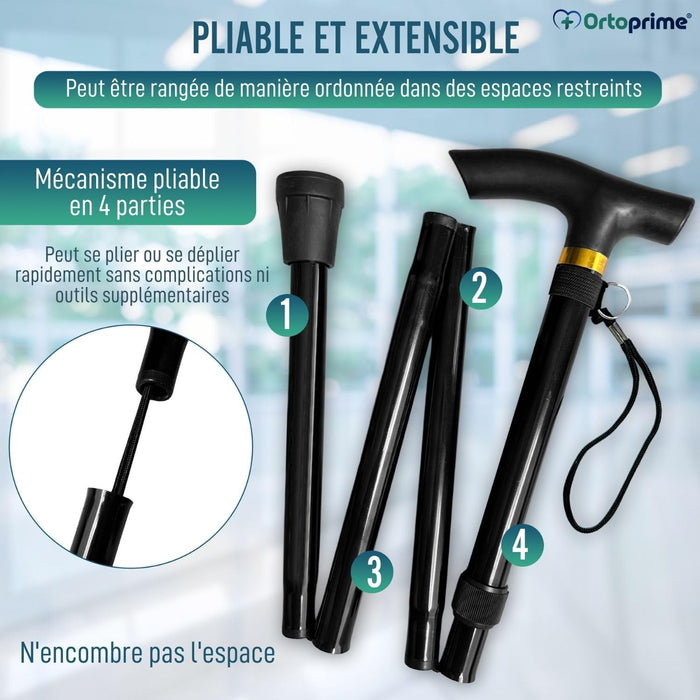 Bâton de Marche Extensible et Réglable en Hauteur | Noir
