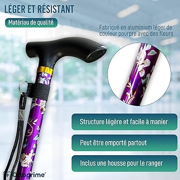 Canne de Marche Extensible 5 Positions | Motif floral