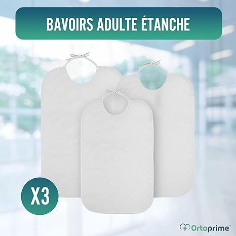 Pack 3 Bavoir Imperméable - Réutilisable pour les Personnes Âgées