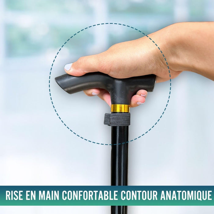Bâton de Marche Extensible et Réglable en Hauteur | Noir