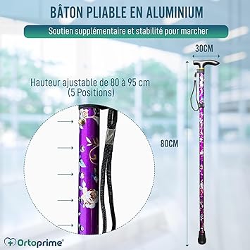 Canne de Marche Extensible 5 Positions | Motif floral