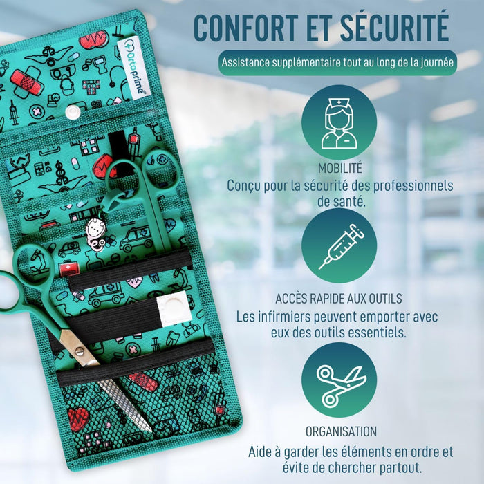 Pochette de Poche Infirmière avec Compartiments Multiples et Bouton