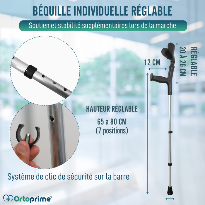 Béquille Orthopédique Réglable en Hauteur | Ergonomique
