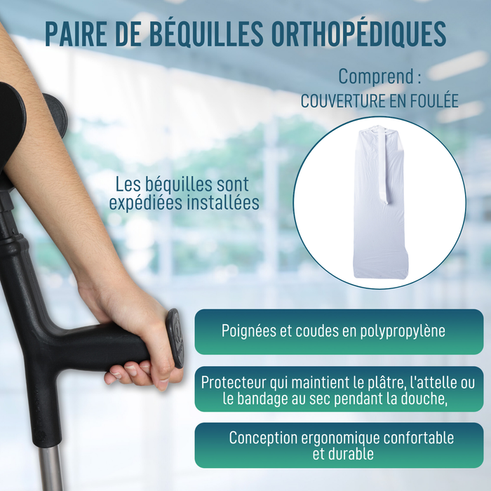 Béquilles Réglables pour Adultes avec Protège-plâtre