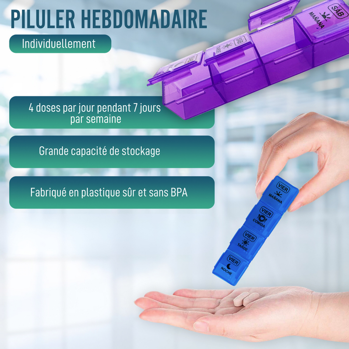 Boîte à Pilules Hebdomadaire avec Étui