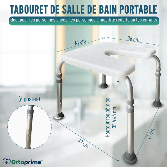 Tabouret de Bain Orthopédique en Forme de U | Réglable
