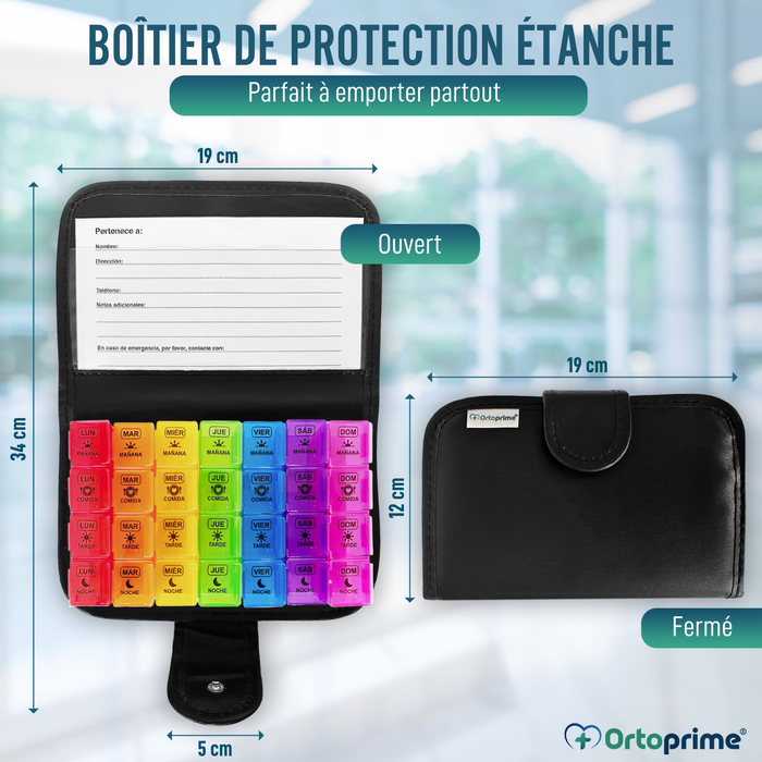 Boîte à Pilules Hebdomadaire avec Étui