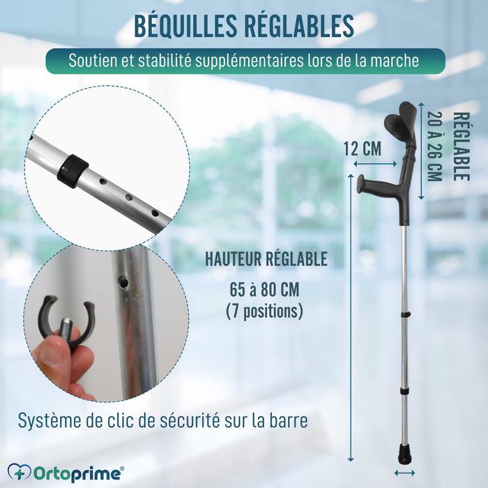 Pack 2 Béquilles Orthopédiques Ajustables | Canne anglaise Duo