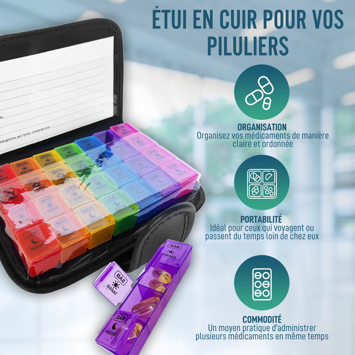 Boîte à Pilules Hebdomadaire avec Étui