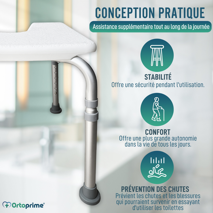 Tabouret de Bain Orthopédique en Forme de U | Réglable