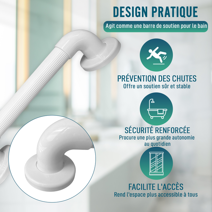 Poignée de Douche Cannelée Multifonctionnelle pour Salle de Bain | 30 cm