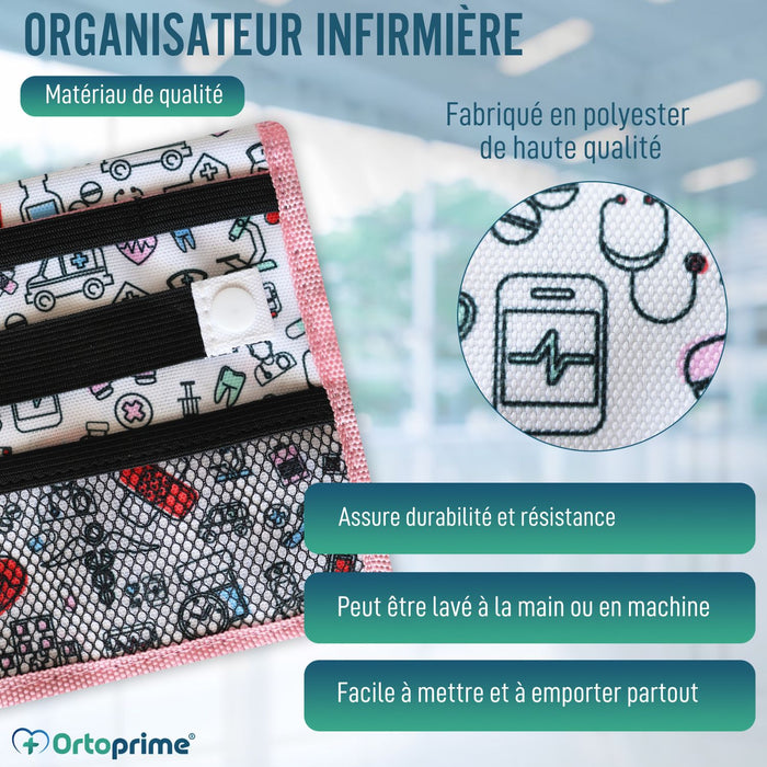 Pochette d'infirmière avec Compartiments Divers | Rose