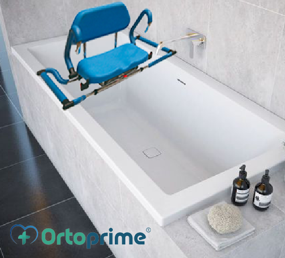 Chaise Pivotante de Baignoire Réglable avec Siège Rembourré et Accoudoirs