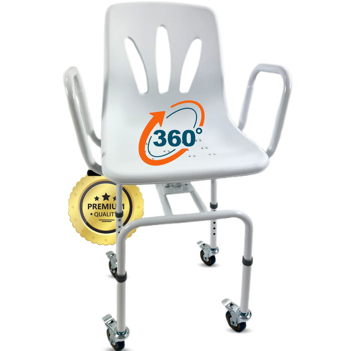 Chaise de Douche Pivotante 360º Avec Roues | Chaise Bain Adultes