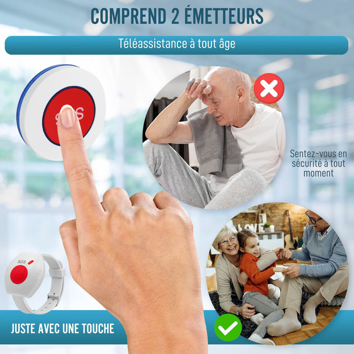 Alarme Avertisseur pour Personnes Âgées | Bouton d'Urgence SOS