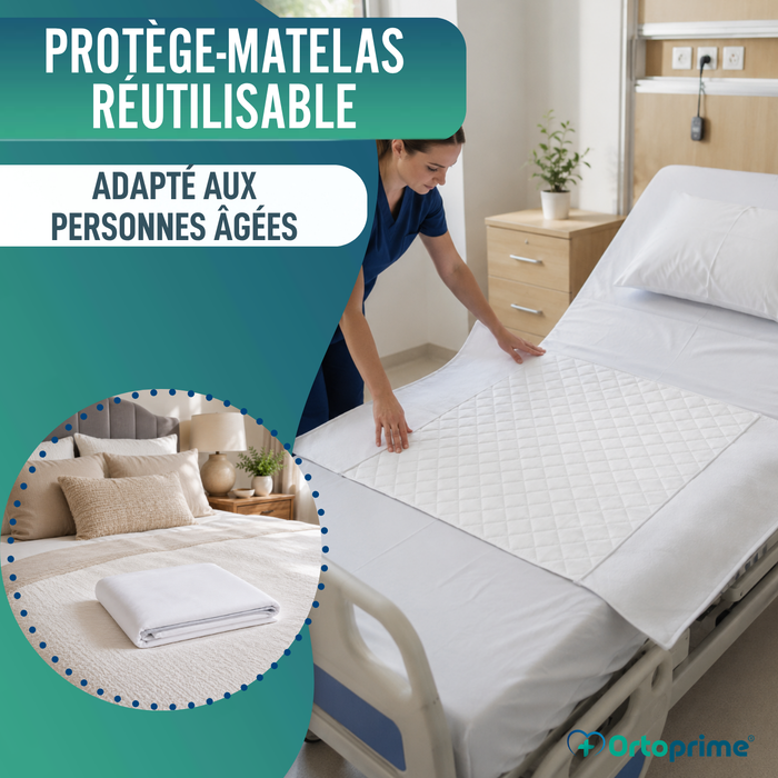 Protège-Matelas Absorbant Écologique Lavable pour Lit 90cm 3,15 Litres/m2