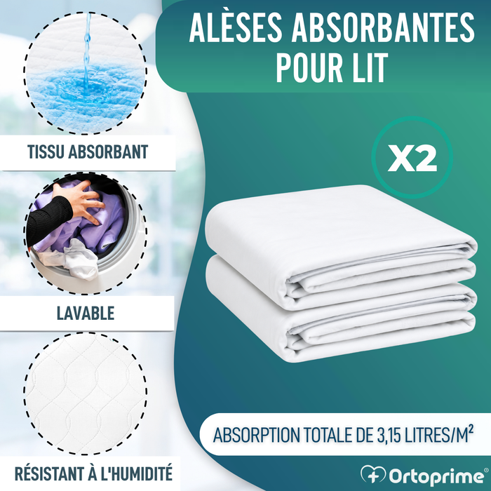 PACK 2 Protège-lits Absorbants Écologiques Lavables pour Lit 135cm 3,15 Litres/m2