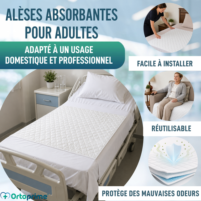 PACK 2 Alèses Absorbantes Lavables Lit 90cm Plus 4,65 Litres/m2