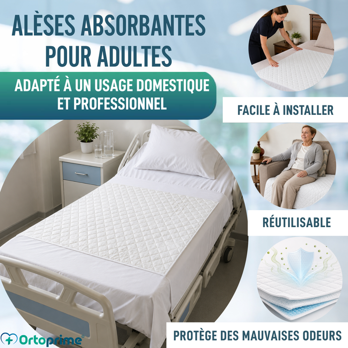 PACK de 2 Alèses Ultra Absorbantes pour Lit 135 cm - 4,65 Litres/m2