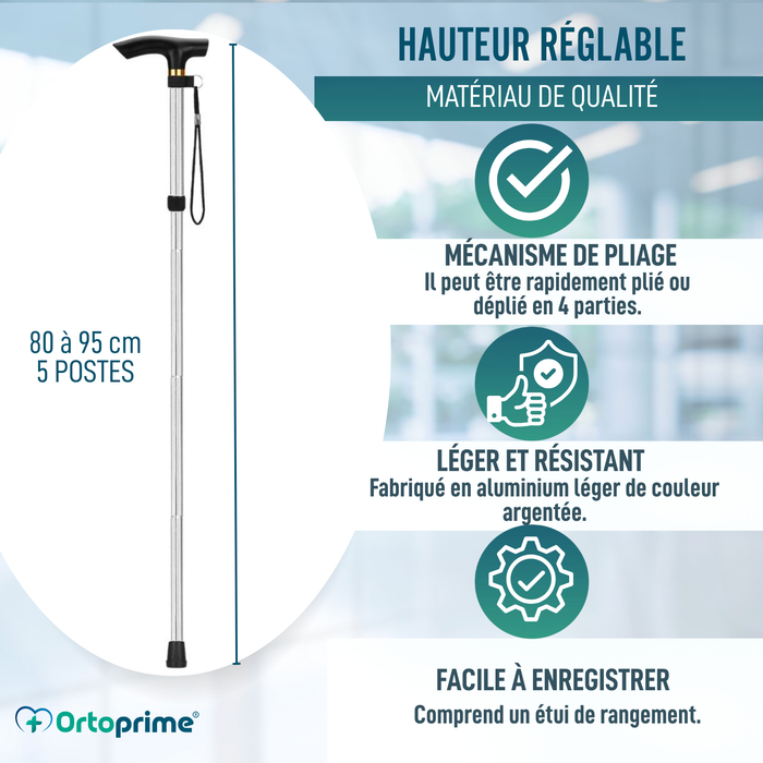 Bâton Orthopédique pour Marcher Extensible | Argenté