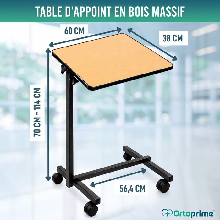Table d'appoint pliante avec hauteur réglable et plateau inclinable à 90°