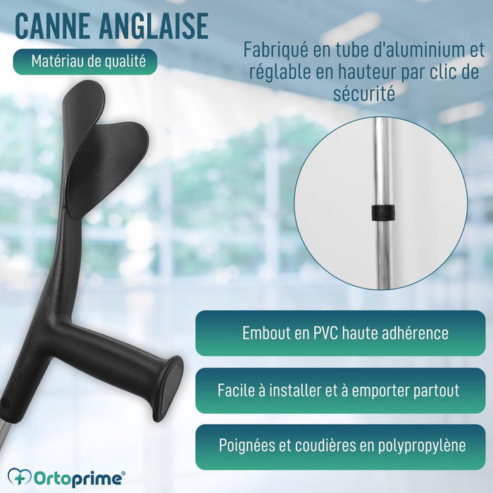 Béquilles en aluminium réglables pour adultes | Pack de 2 unités