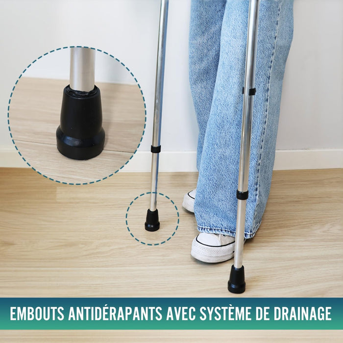 Béquilles en aluminium réglables pour adultes | Pack de 2 unités