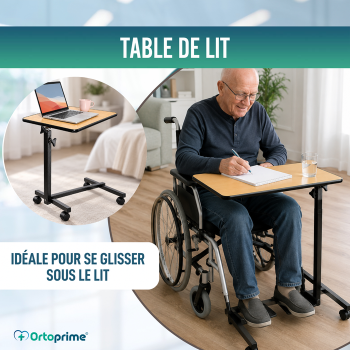 Table d'appoint pliante avec hauteur réglable et plateau inclinable à 90°