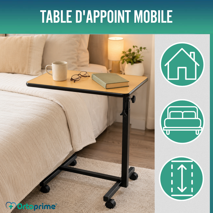 Table d'appoint pliante avec hauteur réglable et plateau inclinable à 90°