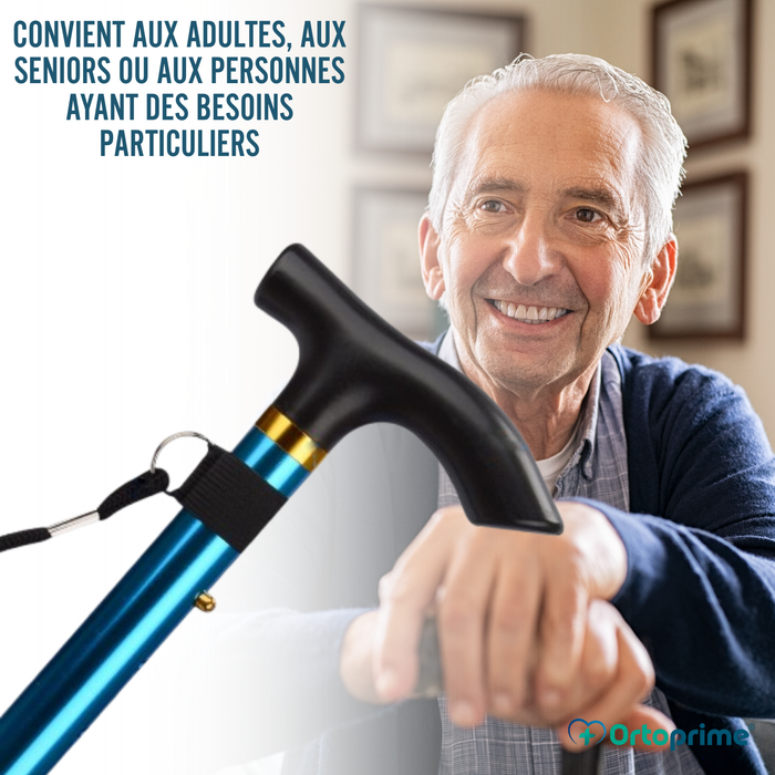 Canne Pliante et Extensible pour Marcher | Canne Bleue