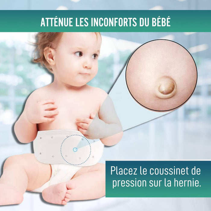 Ceinture Hernie Ombilicale pour Bébés avec 3 Coussinets