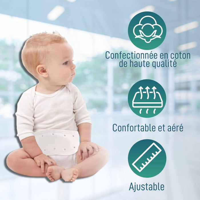 Ceinture Hernie Ombilicale pour Bébés avec 3 Coussinets