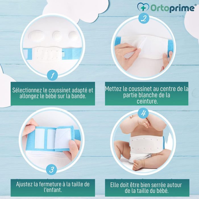 Ceinture Hernie Ombilicale pour Bébés avec 3 Coussinets