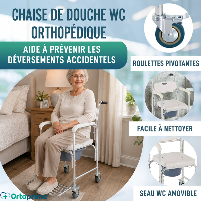 Chaise de douche WC avec Pieds Rabattables
