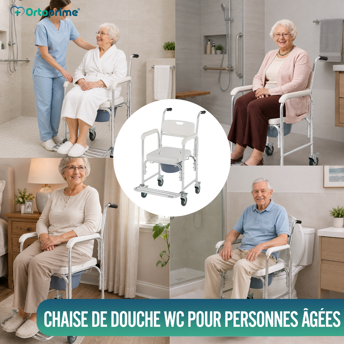 Chaise de douche WC avec Pieds Rabattables
