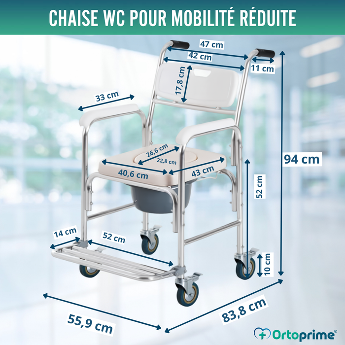 Chaise de douche WC avec Pieds Rabattables