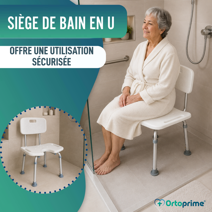Chaise de Douche pour Personnes âgées avec Siège en U et Hauteur Réglable