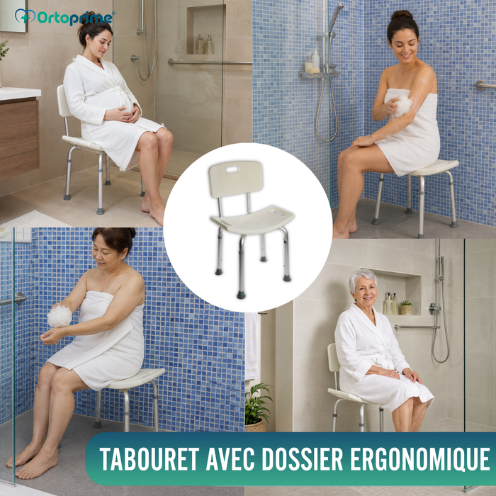 Chaise de douche antidérapante | Avec Dossier