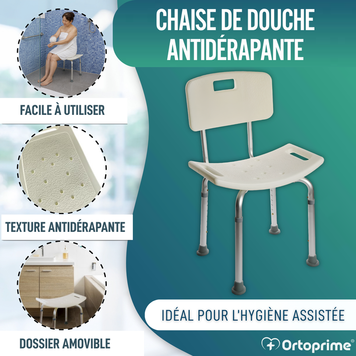 Chaise de douche antidérapante | Avec Dossier