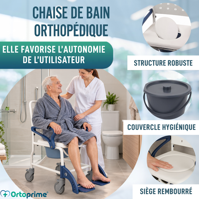 Chaise Douche WC Adultes Bras et Pieds Pliants | WC Portable
