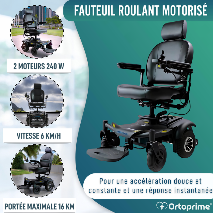 Chaise Roulante Électrique Démontable avec Joystick Digital