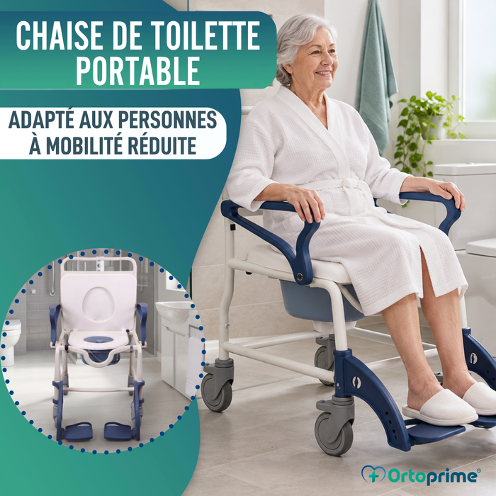 Chaise Douche WC Adultes Bras et Pieds Pliants | WC Portable