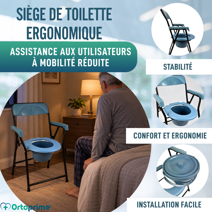 Chaise WC Pliable Seniors | Toilette Portative Adultes