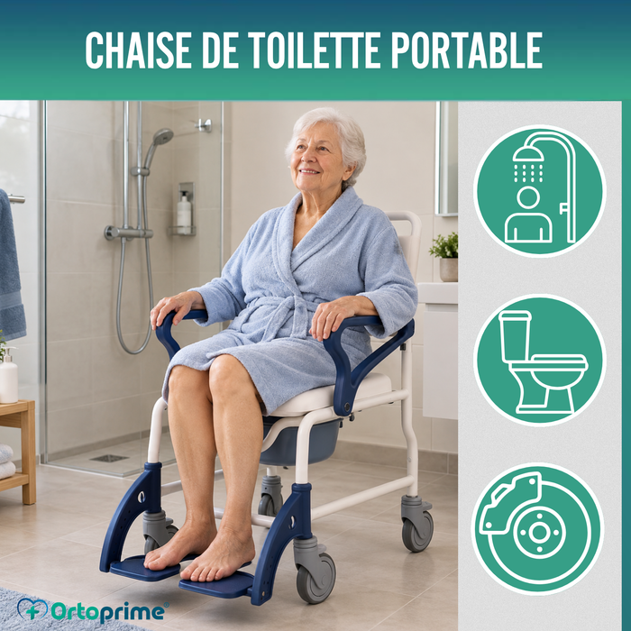 Chaise Douche WC Adultes Bras et Pieds Pliants | WC Portable
