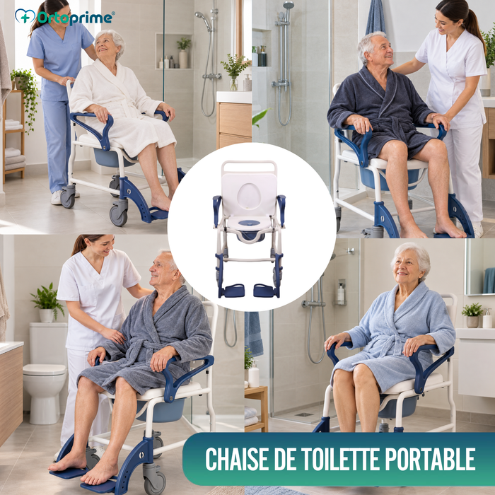 Chaise Douche WC Adultes Bras et Pieds Pliants | WC Portable