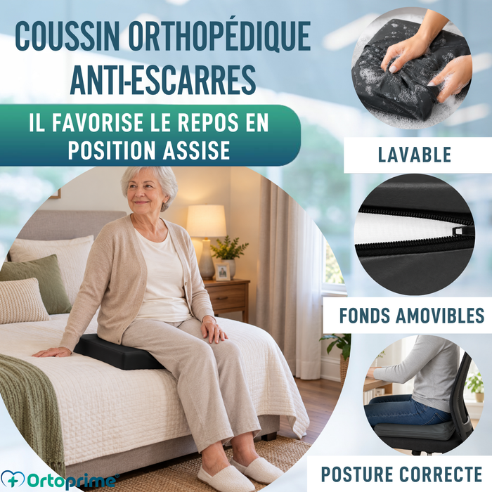 Coussin anti-escarres en Mousse Viscoélastique + Mousse HR Confort